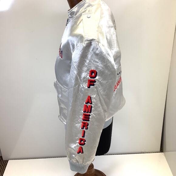 Vtg 1984 USA-1 Style Auto LA Olympics Satin Bomber Jacket Mens Zip Up Coat Sz M - Picture 4 of 8